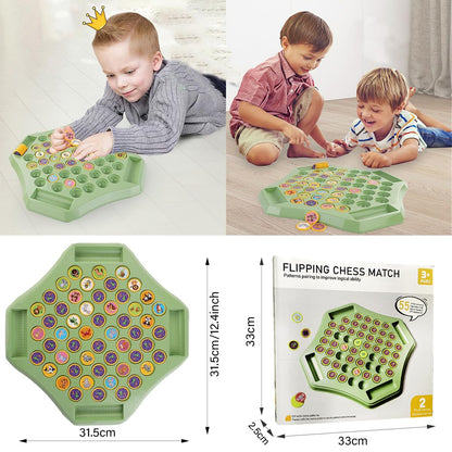 Flip & Match Animal Memory Game Board 4-Player Educational Puzzle Toy for Kids & Family