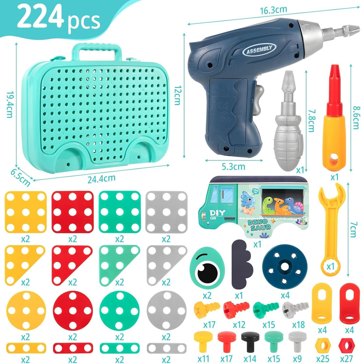 Kidoocraft Little Engineer™ DIY Montessori Tool Kit with 224pcs