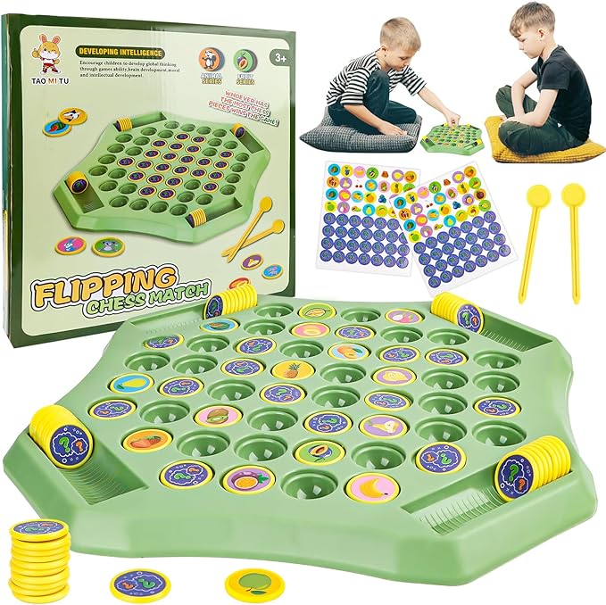Flip & Match Animal Memory Game Board 4-Player Educational Puzzle Toy for Kids & Family